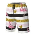 thumbnail image 5 of Disketp Men'S Swim Trunks Hawaiian Breathable Surf Beach Swimsuits Mesh Lining Beach Shorts With Pockets-Gold Glittering Hearts And Flamingos, 5 of 9