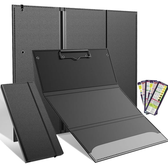 Planche à Pince Pliable pour Soins Infirmiers - Planche Médicale Professionnelle à 3 Couches avec Feuilles de Triche à Référence Rapide et Bloc-Notes pour Infirmières, Médecins et Étudiants (Noir)