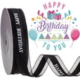 thumbnail image 3 of Happy Birthday Ribbon, Satin Ribbon with Organza Edge for Gift Wrapping (Black), 3 of 3