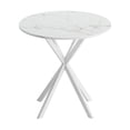 thumbnail image 5 of 31.5" Modern Round Dining Table with Detachable Printed White Marble Table Top, End Table with Metal Crossed Legs, Easy to Assemble, Leisure Coffee Table for Livingroom Kitchen, White, 5 of 9