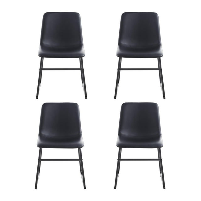 Set de 4 Sillas de Comedor Tapizado de Ecocuero negro
