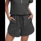thumbnail image 2 of Pantalones Cortos Deportivos con Cordón para Mujer, de Cintura Alta, para Hacer Ejercicio en Verano, con Bolsillos. Gris Oscuro L, 2 of 7