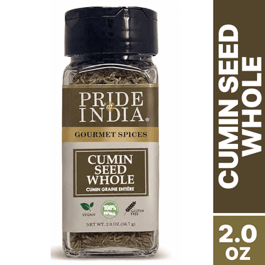 Pride of India – Cumin Seed Whole – Gourmet Indian Spice – Excellent for Culinary Uses – Fresh and Quality Seeds – Adds Flavor & Aroma – Easy to Use – 2 oz. Small Dual Sifter Bottle