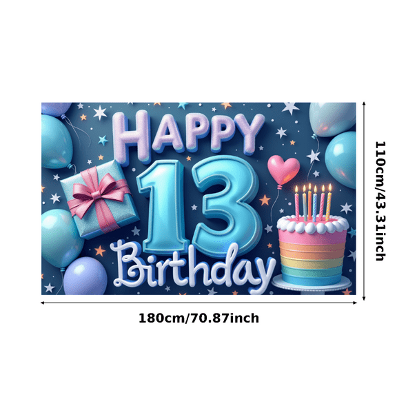 Yatrandify Colorful Design Happy Birthday Party Banner Decorative Gift Box Cake Balloon for Teen Celebration Indoor Party