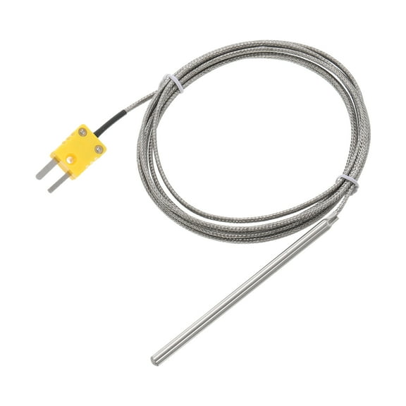 K Type Thermocouple with Plug, Meter Temperature Sensor Probe 0 to 600C Stainless Steel, 5x100mm 6.6ft