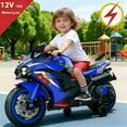 thumbnail image 2 of TaTee 12V Kids Electric Motorcycle, Battery Powered Ride-On Toy with Training Wheels for Boys & Girls Ages 3-6, Bluetooth Music & LED Lights, Blue, 2 of 10