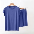 thumbnail image 5 of BaoFuBaoMei Pajamas for Women Set Plus Size 2 Piece Modal Short Sleeve Lounge Set Crew Neck Top and Wide Leg Shorts Pjs Fall Loose Sleepwear, 5 of 5