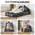 thumbnail image 3 of JONPONY Folding Sofa Bed, Convertible Sleeper Chair with Pillow Foldable Mattress with Back Support, Portable Sleeper Chair Bed Comfort Floor Sofa for Living room Bedroom, Single, Grey, 3 of 9