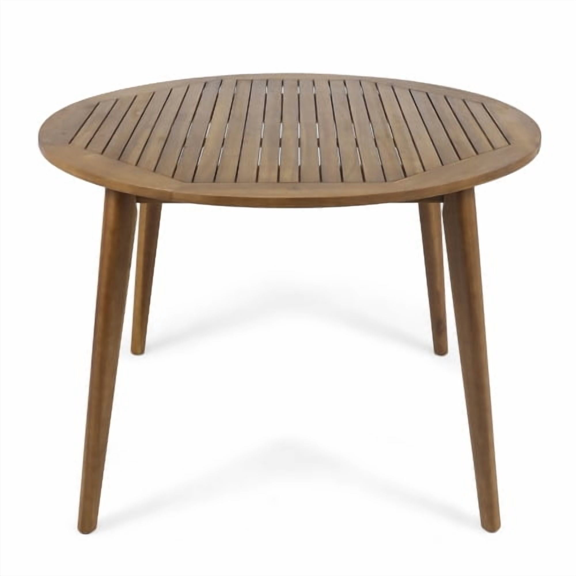 Dining Table 47.25 Inch Round, Outdoor Acacia Wood Teak Finish Table for Patio Garden, Teak