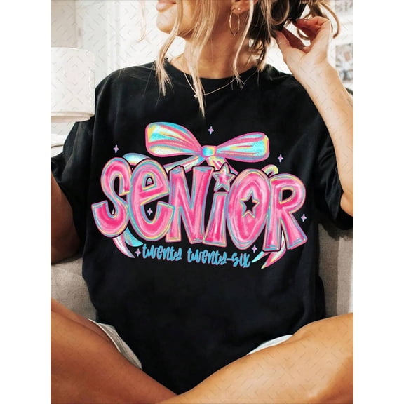 Senior 2026 T-Shirt, Preppy Senior Shirt, Class Of 2026 Shirts, Senior Mom Shirt, Pink Girly Graduation Shirt High School Shirt