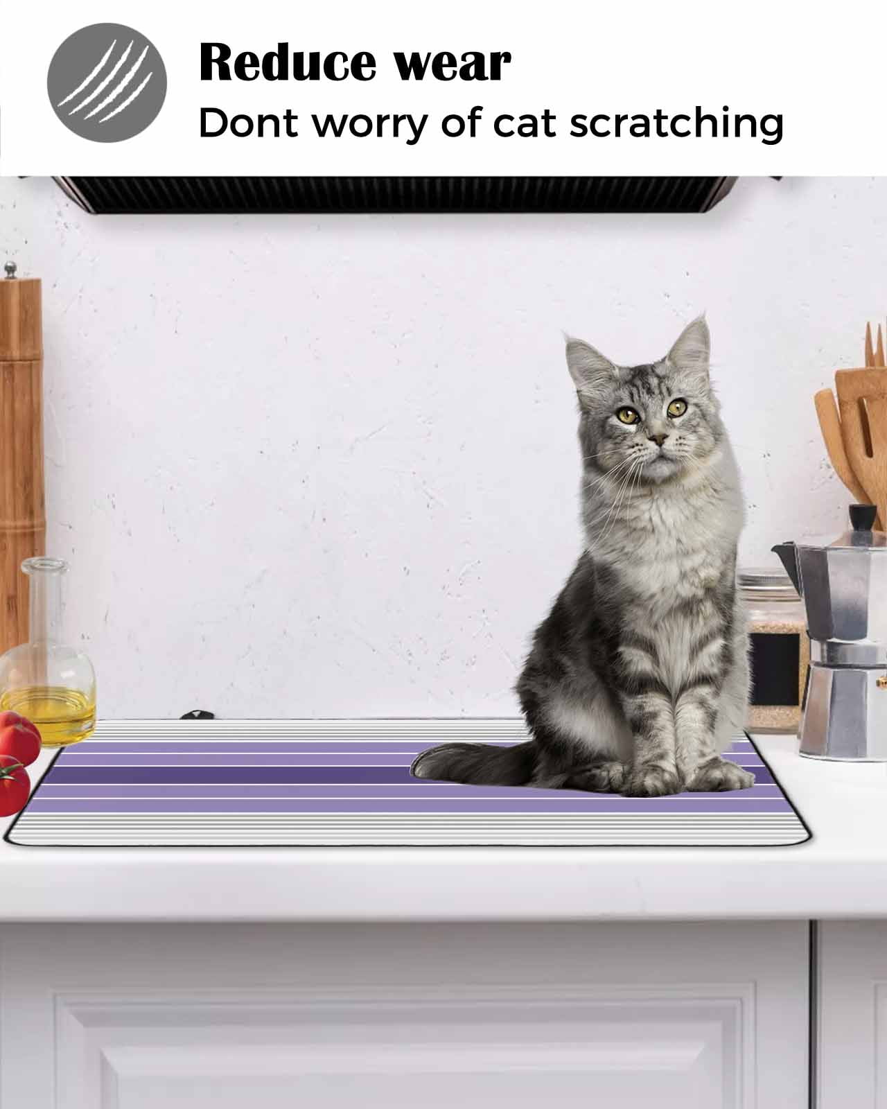 nqOlkjepod Large Induction Cooktop Protector Mat 36"x21", Purple Ombre Stripes Stove Top Covers for Electric Stove, Minimalist Gradient Lines Texture Stove Burner Cover Mats, Glass Top Stove Cover