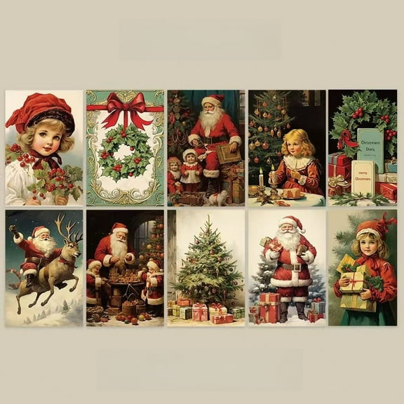 20 Christmas Cards Assortment, Festive Gold Foil Glitter 10 Patterns, 4 x 6" for Friends, Family, Kids, Boys & Girls