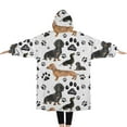 thumbnail image 2 of Oversized Wearable Blanket Hoodie,Dachshund Footprint Sherpa Blanket Hoodie with Super Pockets,Super Warm Fuzzy Pullover for Women & Men, 2 of 6