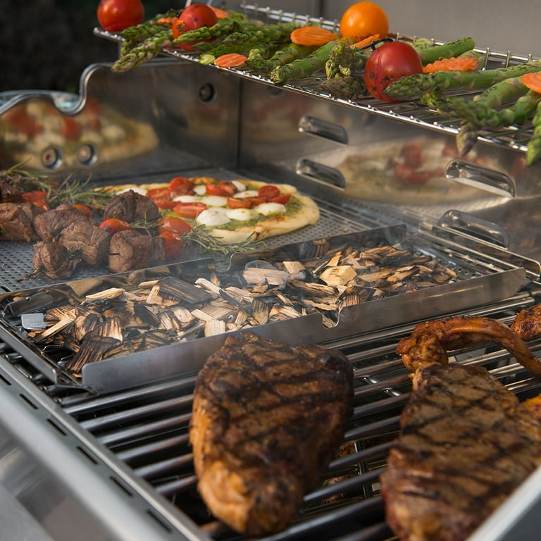 Nexgrill Evolution BBQ 5 Burner Stainless Steel Propane Gas Grill Side Burner Tables Infrared Tech 57000BTUs Walmart