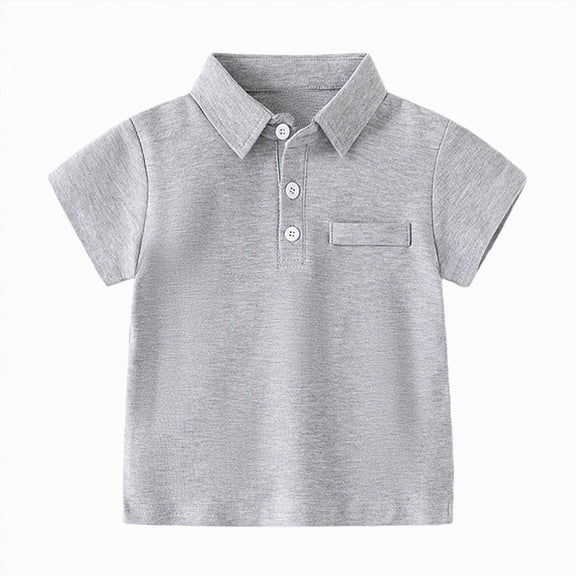 Ymyiu Boys Collared Shirt Boys Polo Short Sleeve Active Collared Shirt Funny Sport Clothes 3T 4T(Grey, 3-4 Years)