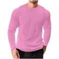 thumbnail image 3 of ZUKMRJPC Men's Long Sleeve Shirts Crewneck Waffle Knit Texture Pullover Tops Soft Breathable Gym Workout Athletic Basic Tee Shirts, 3 of 4