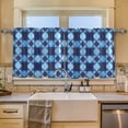 thumbnail image 5 of Ryvnso Blue Checkered Grid Pattern Curtains Sets Short Curtain Rod Pocket Half Window Cafe Farmhouse Tier 2 Panels 57"W x 24"L, 5 of 7