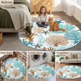 thumbnail image 6 of Coral Stars Round Living Room Rugs 4 ft, Summer Sea Teal Green Brown Corals Star Washable Area Rug with Non-Slip Sturdy Edge Binding Round Carpet for Entryway Kitchen Bedroom Bathroom, 6 of 9