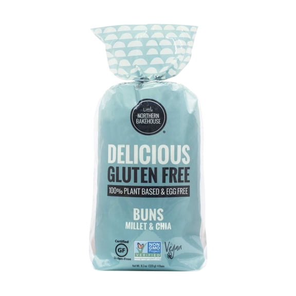 Pack of 6, Little Northern Bakehouse, Millet and Chia Gluten Free Hamburger Bun, 11 Ounce