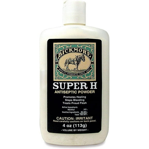 Bickmore Super H Antiseptic Powder for Horses - Quick Healing, Stops Bleeding, Treats Proud Flesh