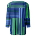 thumbnail image 4 of ZQUUVOU Women's T-Shirt Print Stripe V Neck 3/4 Sleeve Blouse D-Navy (3XL), 4 of 5