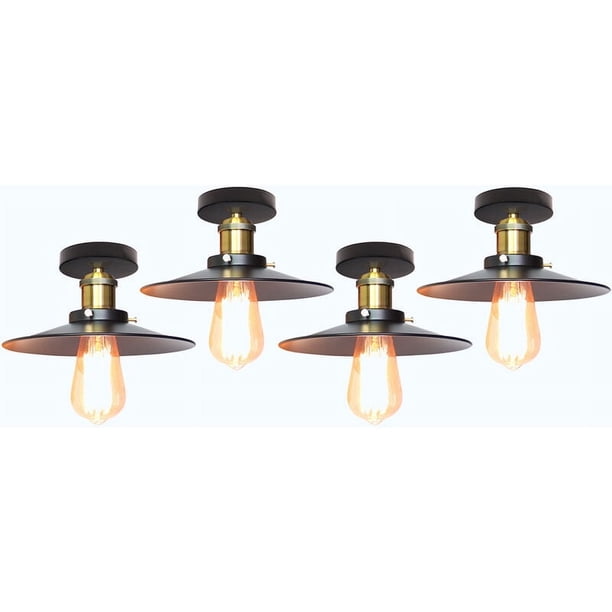 Iluminación de estilo vintage, iluminación semiempotrada para espacios industriales, luz suave y cómoda con diseño de pantalla de metal, instalación de montaje en superficie que garantiza una fácil