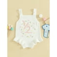 thumbnail image 2 of FEORJGP Infant Baby Girls First Birthday Romper Toddler Sleeveless Knitwear Overalls Number/Letter Embroidery Sweater Romper Cute Sweet Clothes for Spring Autumn, 2 of 9
