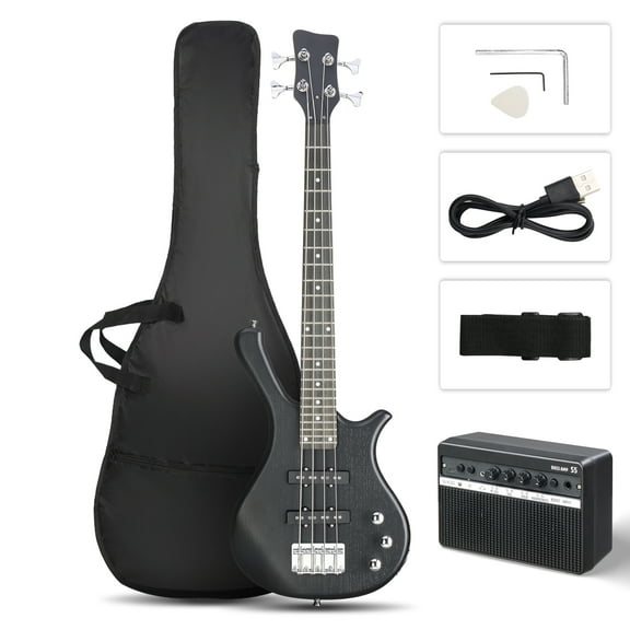 Ktaxon 36in Electric Bass Guitar with 2*10W AMP, SS Pickups, Bag, Strap, Cable, Black