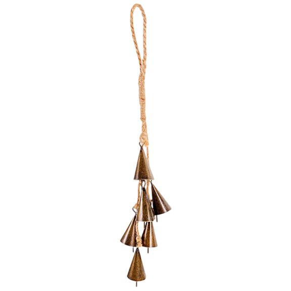 Handcrafted Metal Cone Bell Wind Chime with Jute Rope for Indoor Outdoor Garden Patio Home Decor Hanging Ornament
