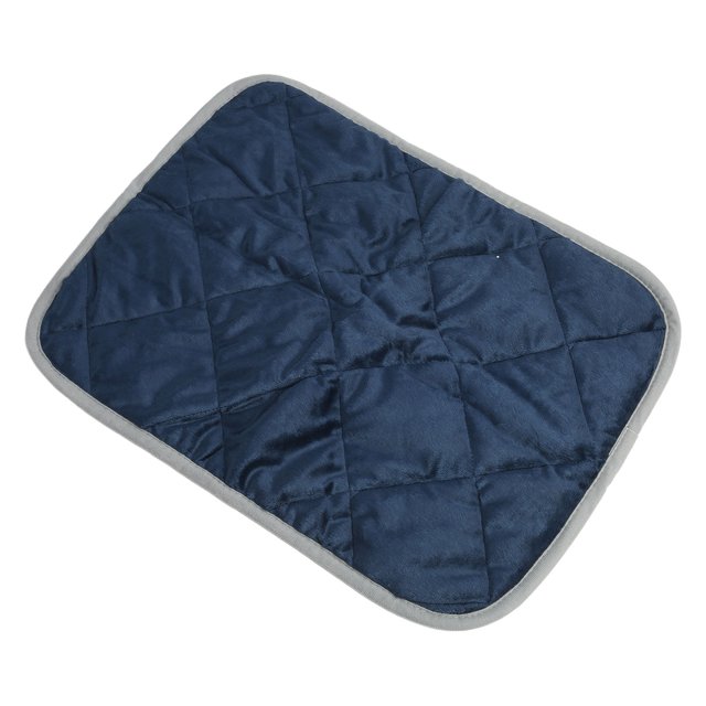 Pet Warm Pad, Cat Mat Wide Application Plastic Cloth Bottom Polyester Fleece Comfortable For Winter Dark Blue With Grey Trimming