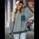 thumbnail image 4 of Sudadera con Capucha para Mujer 2025, Cuello Abotonado, Cordón Ajustable, Sudadera Informal de Larga, Camisetas. Verde XL, 4 of 10