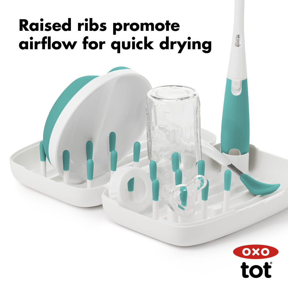 OXO Tot Bottle Brush, Drying Rack Combo Set for Baby Bottles