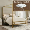 thumbnail image 3 of Euroco Metal Queen Size Canopy Bed with Upholstery Headboard, Gold, 3 of 7