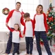 thumbnail image 4 of 2024 Nuevos conjuntos navideños a juego para familias/parejas Conjunto de pijama en blanco al frente Ropa de dormir para padres e hijos Pijamas suaves Aspecto familiar, 4 of 5