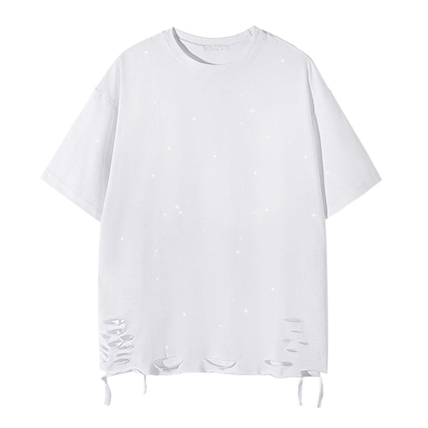 pstuiky camisetas de hombre, Camiseta informal de cuello redondo para hombre, blusa de manga corta, color liso, rasgada camisetas de hombre m