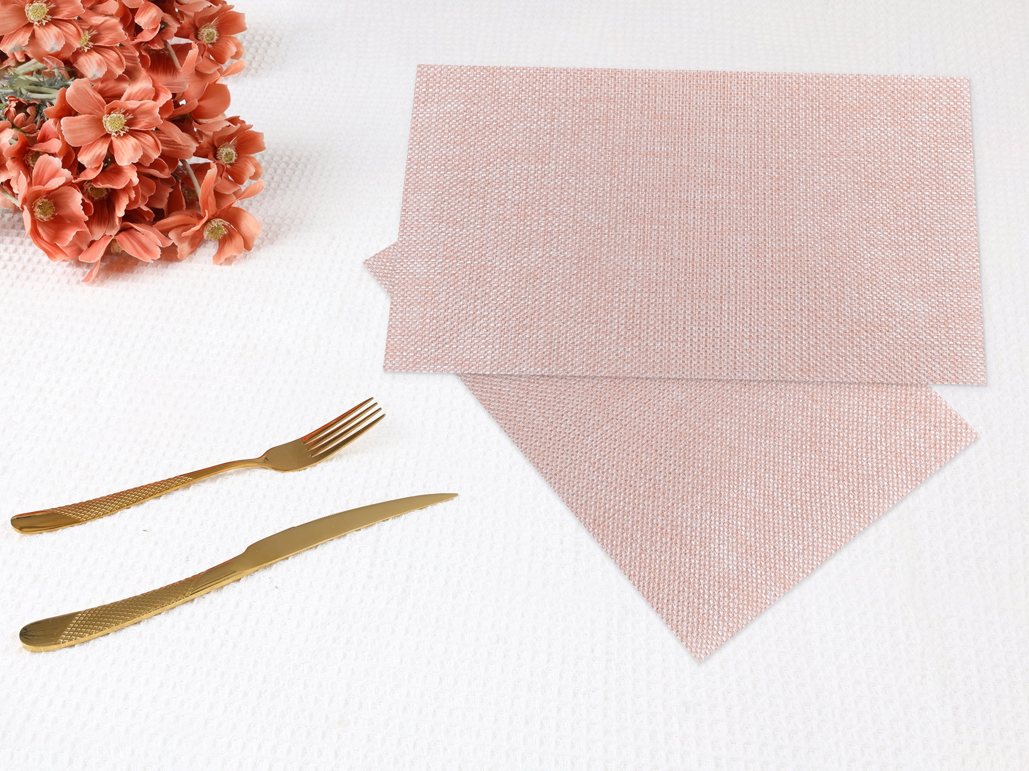 Unique Bargains Placemats Set of 6 Washable Placemats for Dining Table Decor Pink