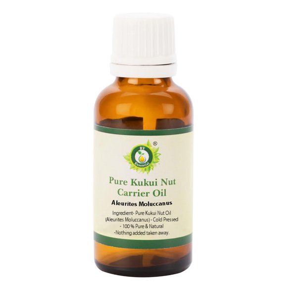 Huile de Noix Kukui Aleurites Moluccanus Huile de Noix Kukui pour le Corps pour les Cheveux pour Massage Non Raffinée Pure Naturelle Pressée à Froid 15ml 0.507oz par R V Essential