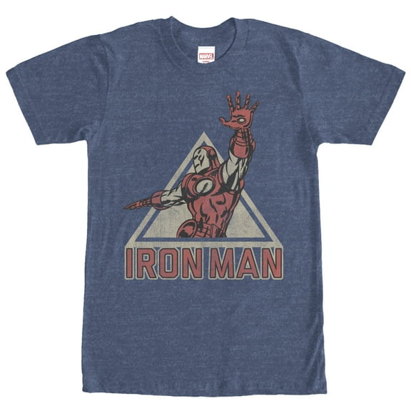 Men's Marvel Triangle Iron Man Graphic Tee Navy Blue Heather Large