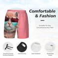 thumbnail image 3 of Honeii Cool Cat Pink Sunglasses Print Men's Swim Shorts,Mens Swim Trunks,Breathable Mesh Beach Shorts for Swimming,Surfing, and Beach Activities-Small, 3 of 6