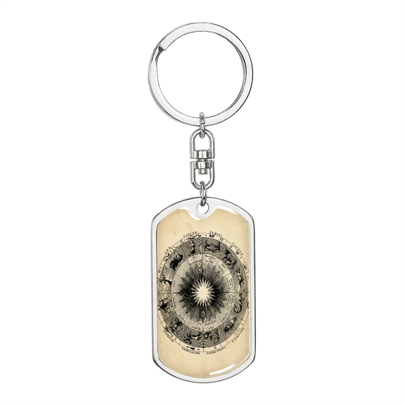 Celestial Black Hole Stainless Steel or 18k Gold Premium Swivel Dog Tag Keychain