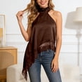 thumbnail image 2 of HAYIMI Women Elegant Asymmetrical Neck Satin Camisole With Lace Trim Detail For Summer Solid Color Sleeveless Cozy Tank Tops, 2 of 6