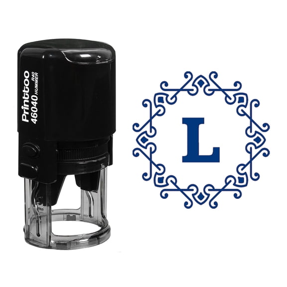 Printtoo Octagon Celtic Swirl Frame L Alphabet Monogram Initial Self Inking Rubber Stamp R-40 Office Stationary-Blue