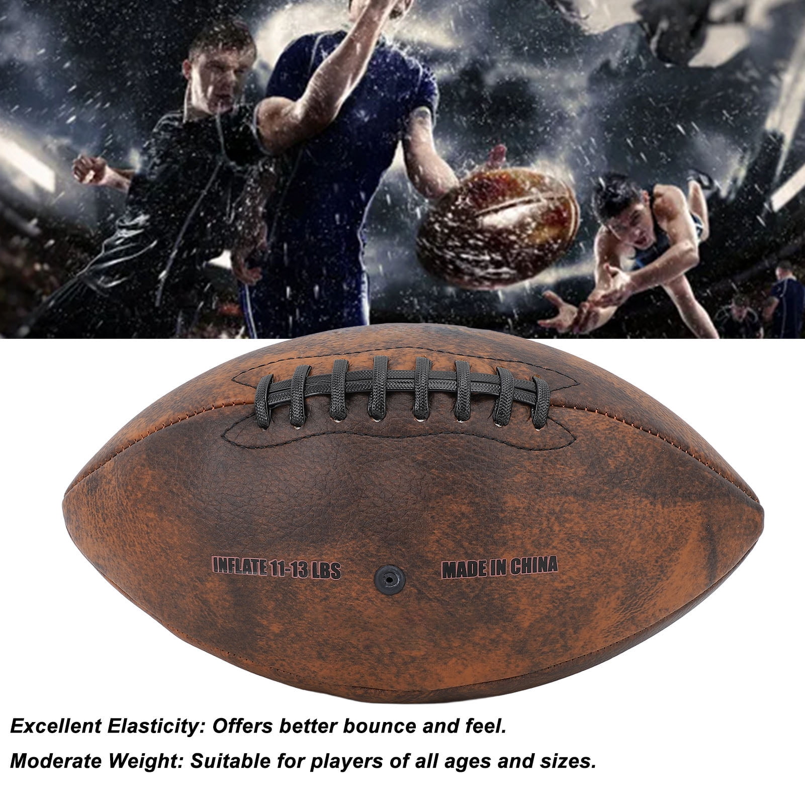 Training Football Size 9 Rugby Ball PU Comfortable Grip Vintage Design Durable Sports for Game Match