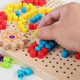 thumbnail image 4 of 1 pack of 250 mushroom nail toys children's diy handmade bead puzzle wooden pixel painting mushroom cubes, preschool fun puzzle, 4 of 5