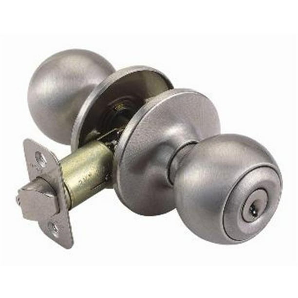 Ball 2Way Latch Entry Door Knob, Adjustable Backset, Satin Nickel