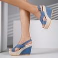 thumbnail image 6 of Lovskoo 2024 Women's Wedge Sandals Open Toe Summer Casual Dressy Ankle Strap Platform Sandals Blue, 6 of 9