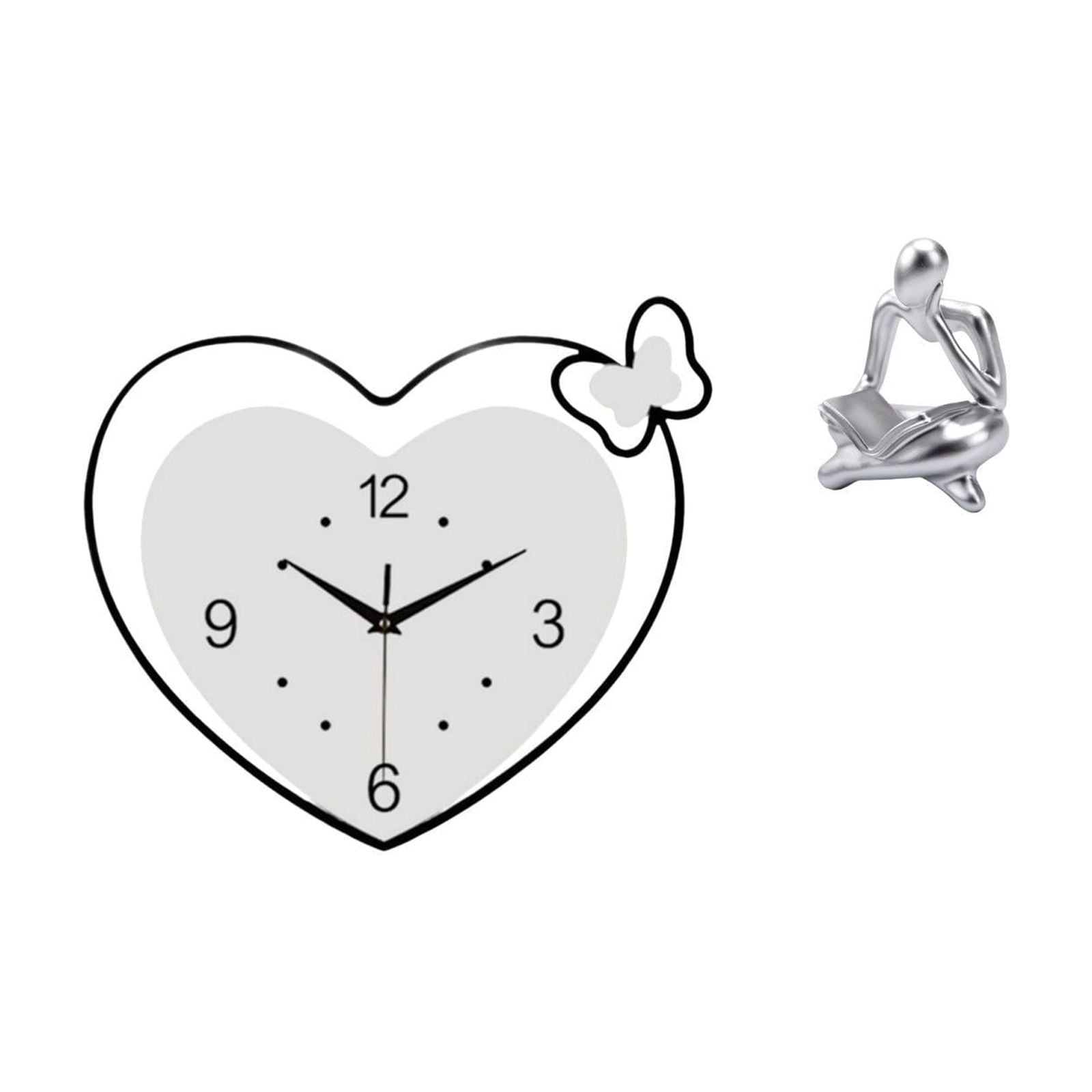 Lazsy Wall Clock Acrylic Decorative Hanging Time Clock Abstract Reader Figurine Resin Art Crafts Abstract Thinker Statue Suitable for office gift giving living room