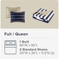thumbnail image 4 of Quilt Set Trendy Casual Fun, Vibrant Color Design, Hypoallergenic All Season, Lightweight Coverlet Bedspread Cozy Kids Bedding & Sham Full/Queen Verone White Blue Stripe 3 Piece, 4 of 6