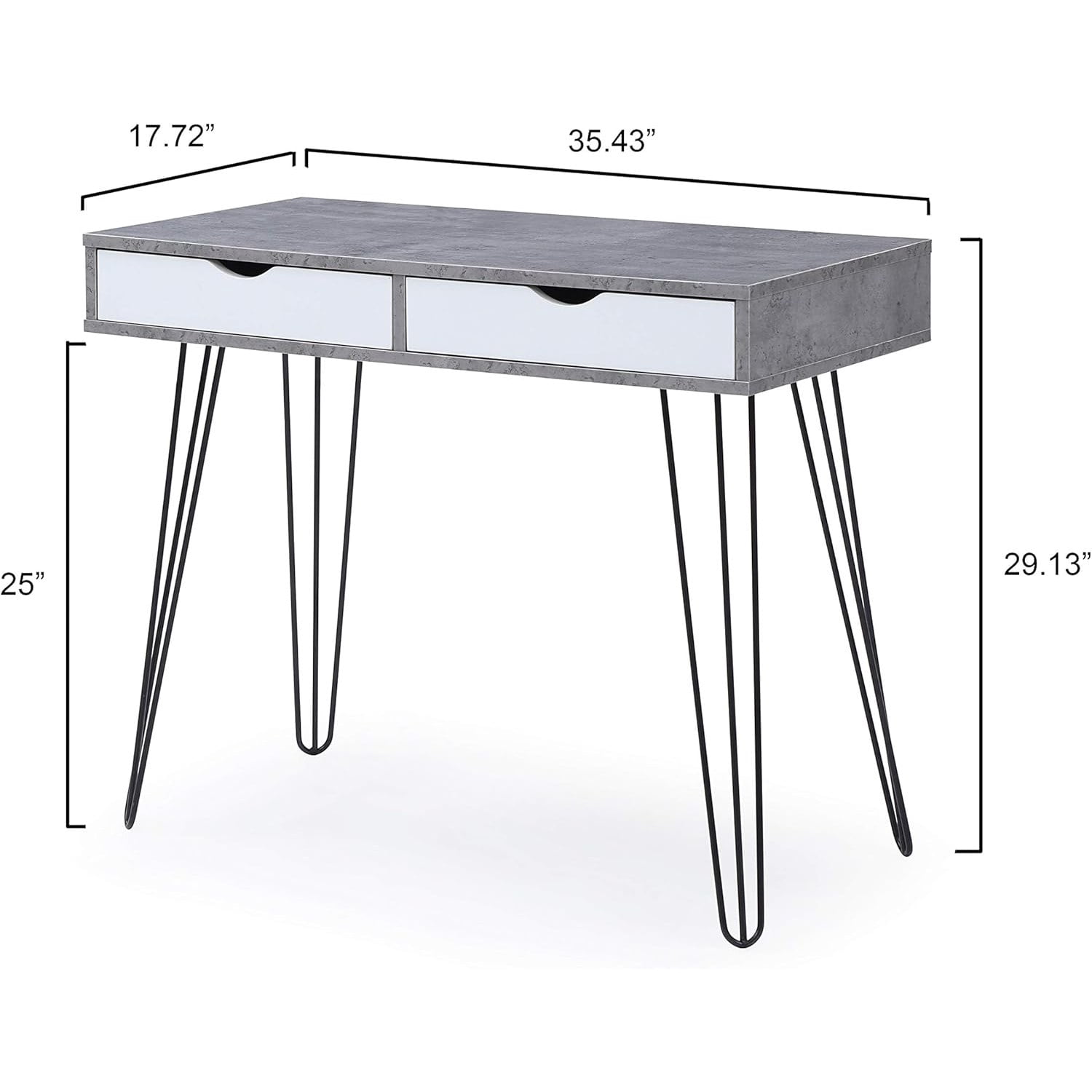 Retro Writing Desk with Drawers, Solid Hardwood Frame Home Office Computer Desk for Bedroom Dorm Study