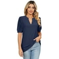 thumbnail image 2 of FLMEI Womens Summer T Shirts Tops Knit Neck Crewneck Womens Short Sleeve Casual Solid Color Tees,S-2XL, 2 of 9